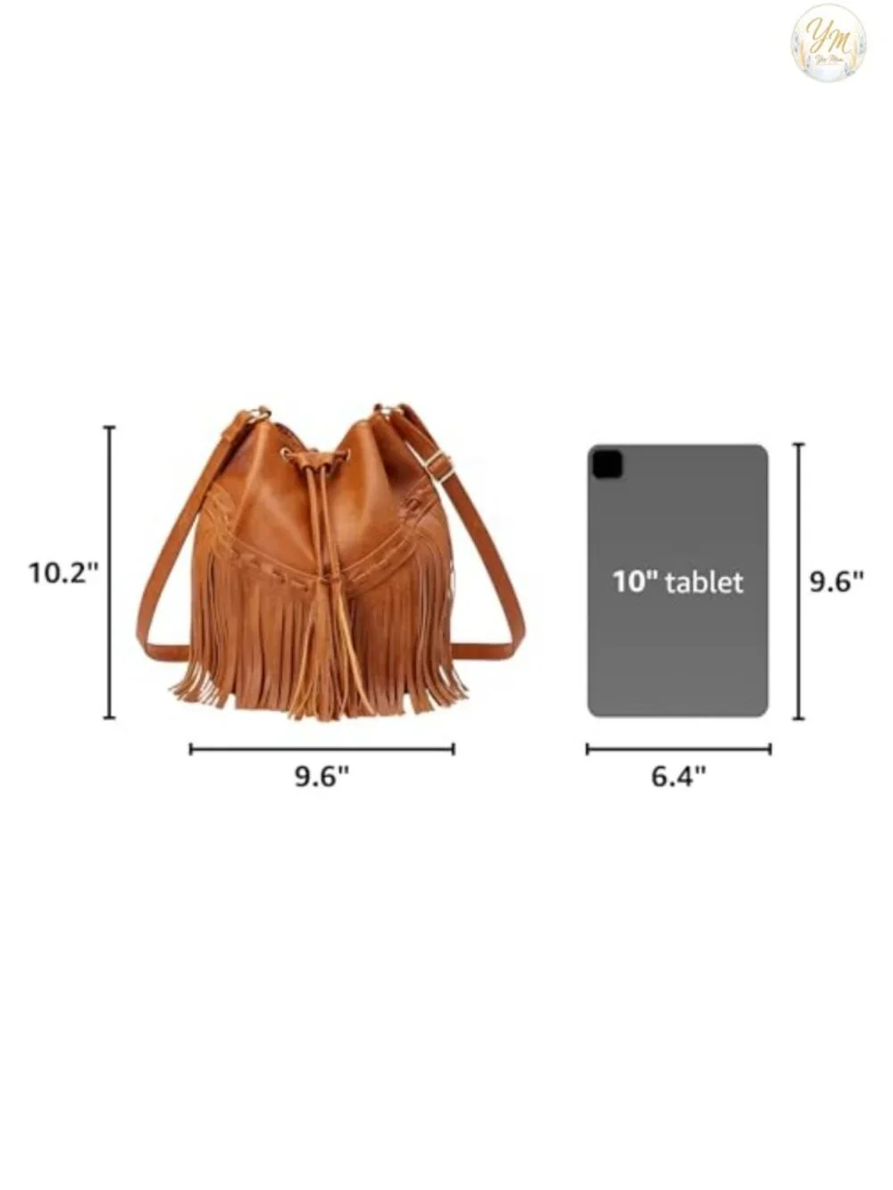 Faux Leather Bucket Bag for Women Crossbody Fringe Purse Drawstring Tassel Hobo